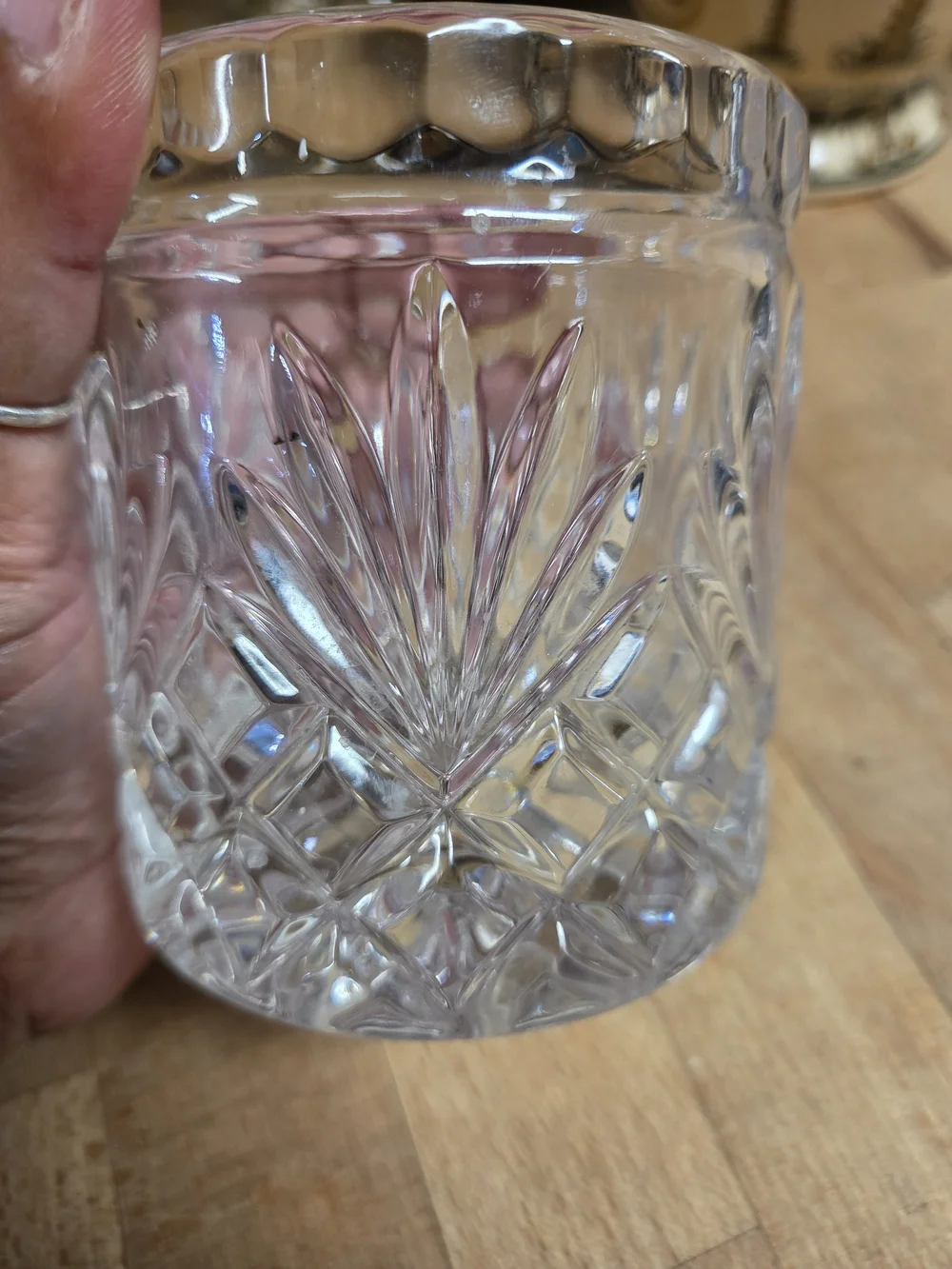 Vintage lead crystal cylinder container or small vase